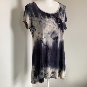 SAY WHAT? TIE-DYE SHORT SLEEVES OPEN BACK TOP SIZE L